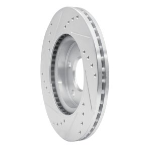 Nissan Sentra Brake Rotor (1) - Front Right - R1 Concepts - Drilled & Slotted - Silver - `13-`19